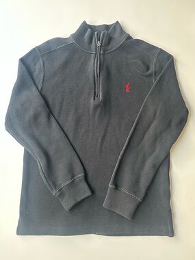 Polo by Ralph Lauren Black Half-Zip Sweater with Red Pony Logo Big Kid M(10-12)
